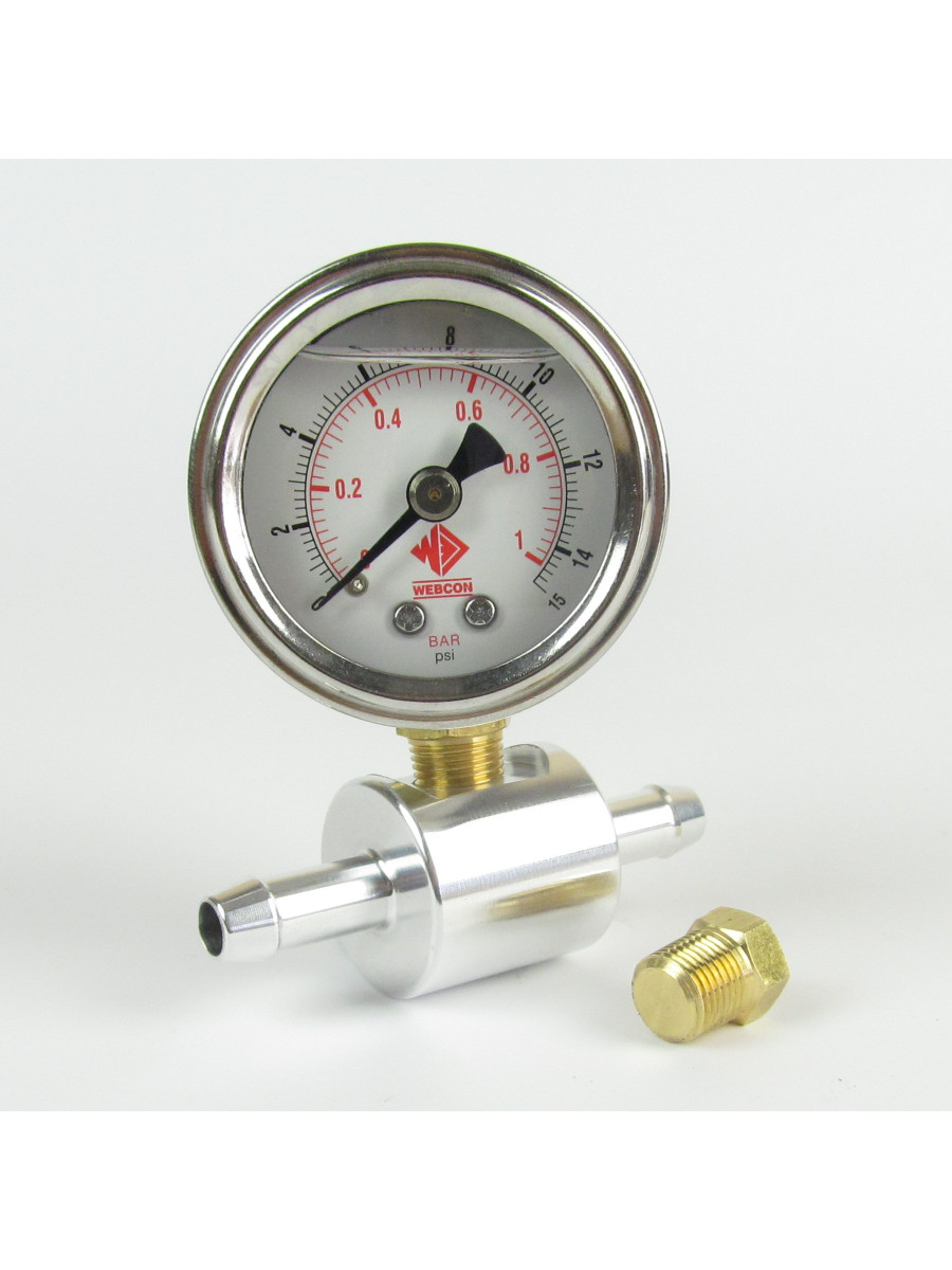 Radium Fuel Pressure Gauge 20-0152 - 0-100 PSI / 0-6.8 BAR With 6AN Inline Adapter, Silicone Filled